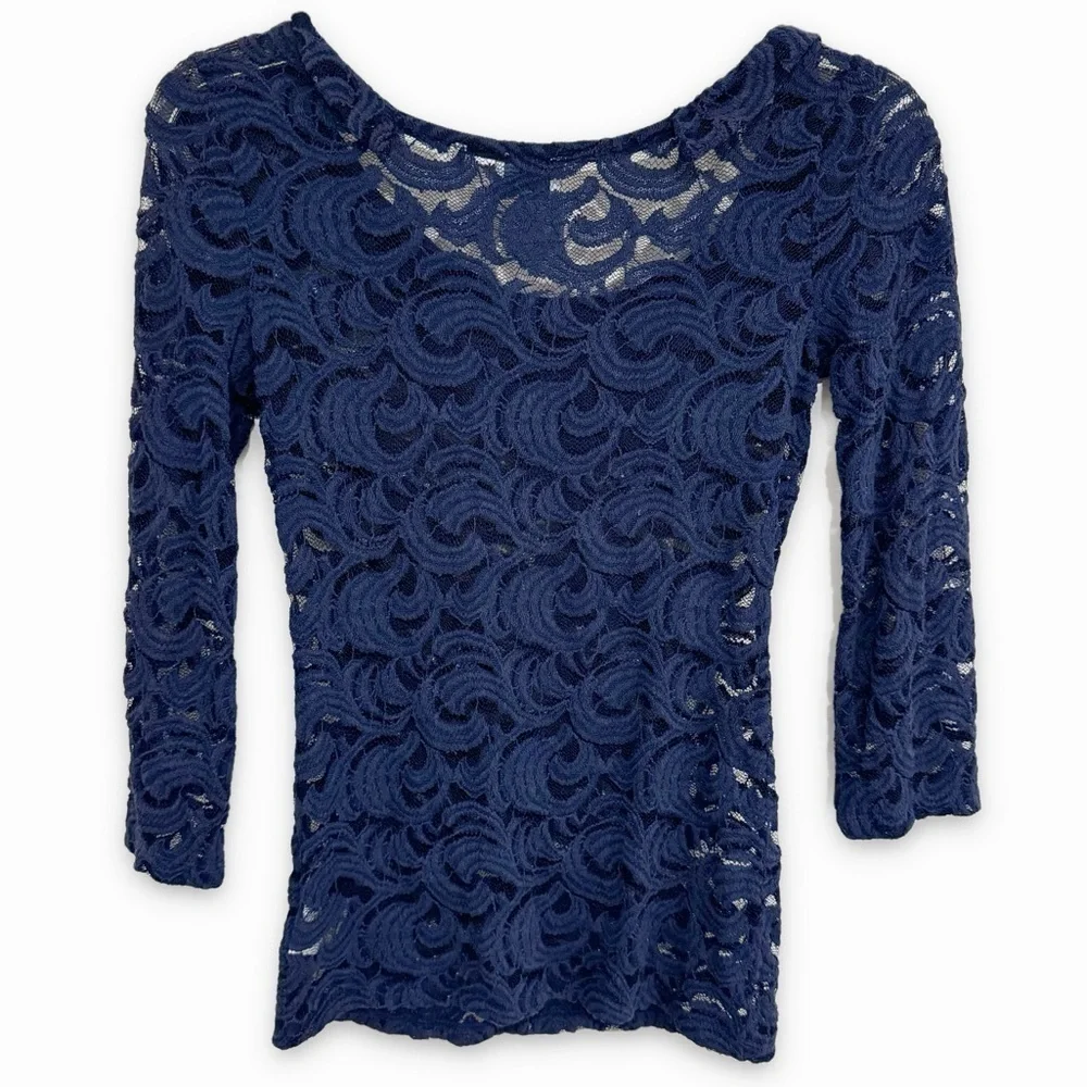 Anthropologie Postmark | Sessile Harvest Lace Top Ruffle Blue Size XS - Picture 3 of 7